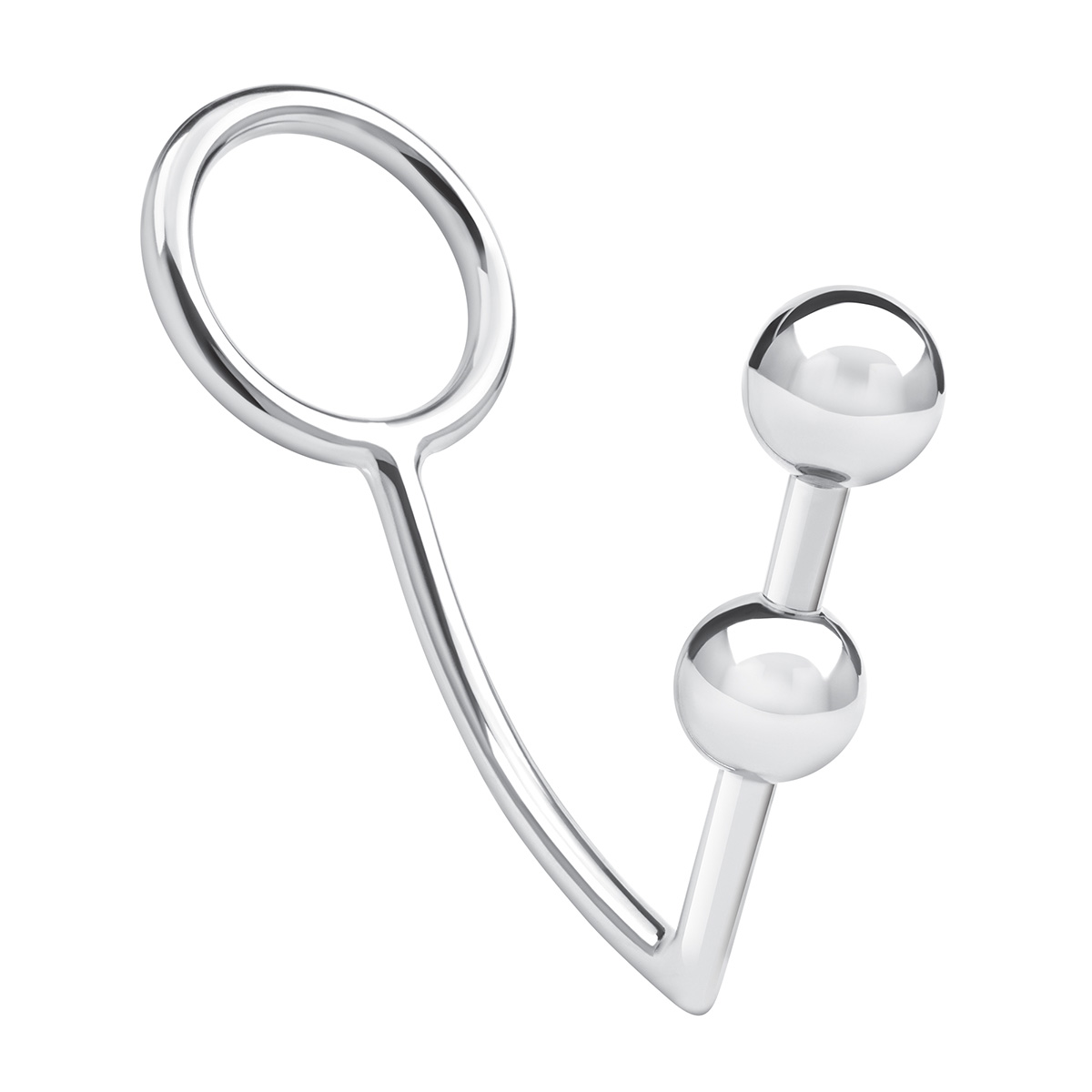 Кольцо на пенис с двумя анальными шарами Two Bead Stainless Steel Anal Hook & Cock Ring