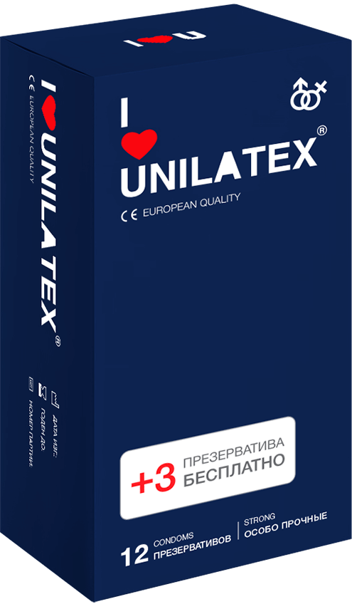Презервативы ультрапрочные Unilatex Extra Strong 12+3 шт