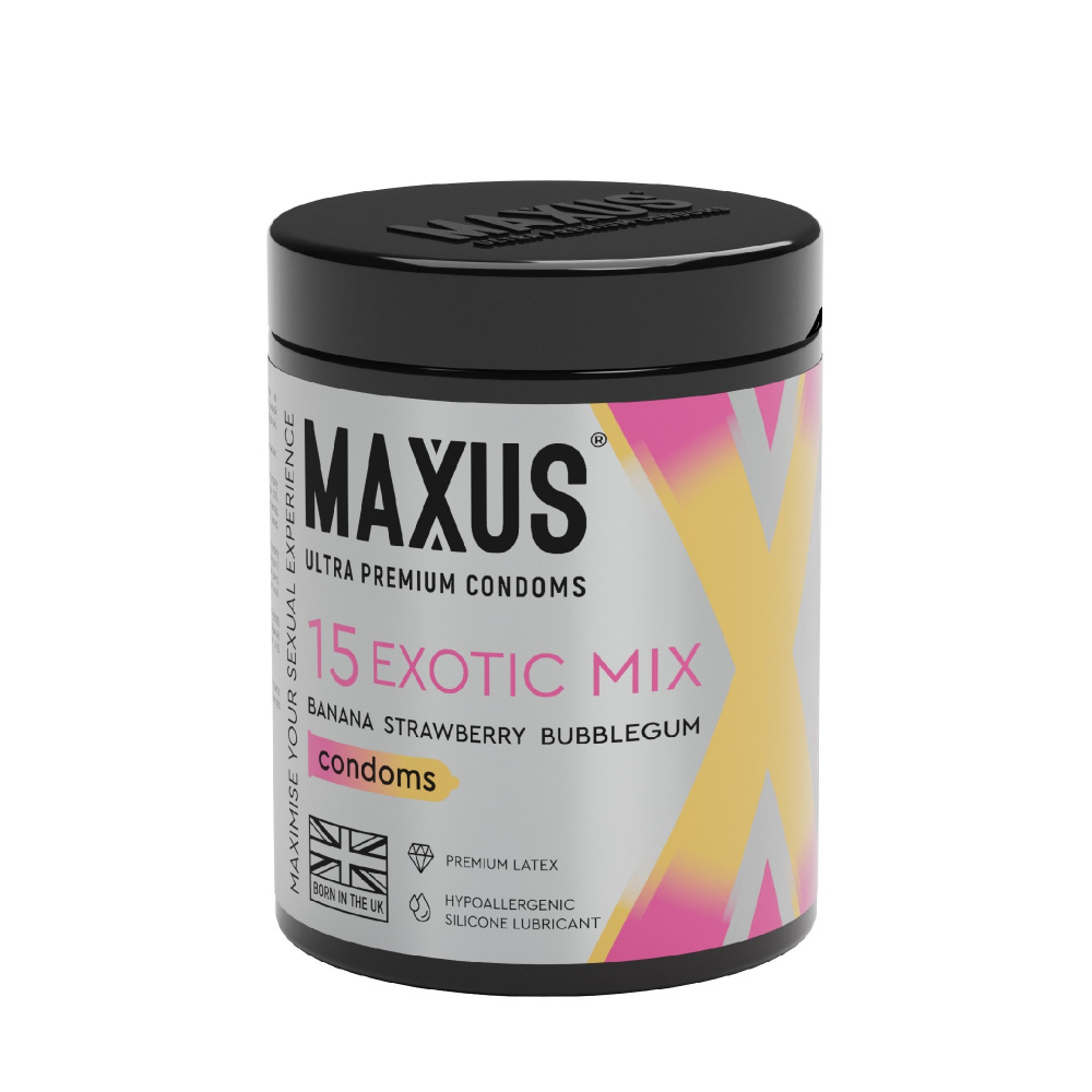 Презервативы Maxus Exotic Mix, латекс, 18 см, Ø 5,3, 15 шт, кейс в подарок (арт. 0901-060)