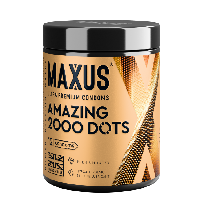 Презервативы MAXUS 2000 Amazing Dots №12 с железным кейсом, точечные, 12 шт (арт. 0901-113)