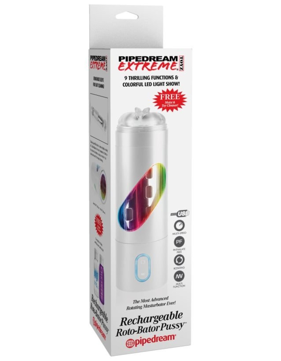Мастурбатор-ротатор вагина с подсветкой Pipedream Extreme Toyz Rechargeable Roto-Bator Pussy