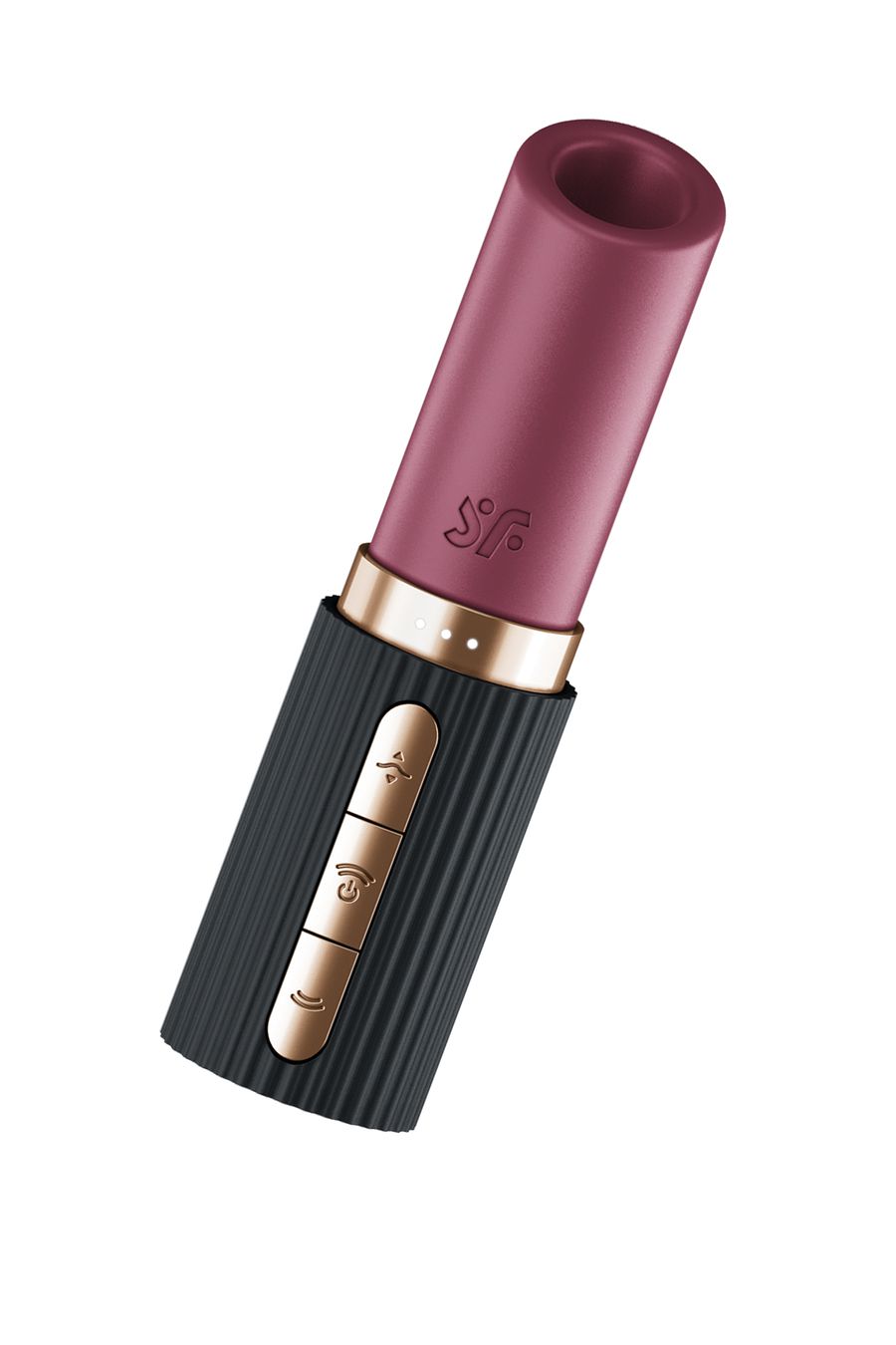 Мини-вибратор с 3D пульсацией в виде помады Satisfyer Deep Kiss с USB-C зарядкой, чёрный, 11,4 см (арт. 4083247)