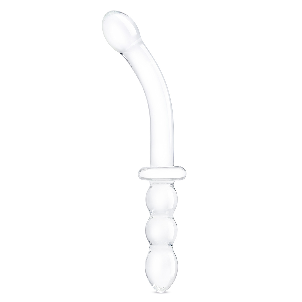 Фаллоимитатор двусторонний 12 in Girthy Ribbed G-Spot Glass Dildo With Handle Grip Double Ended