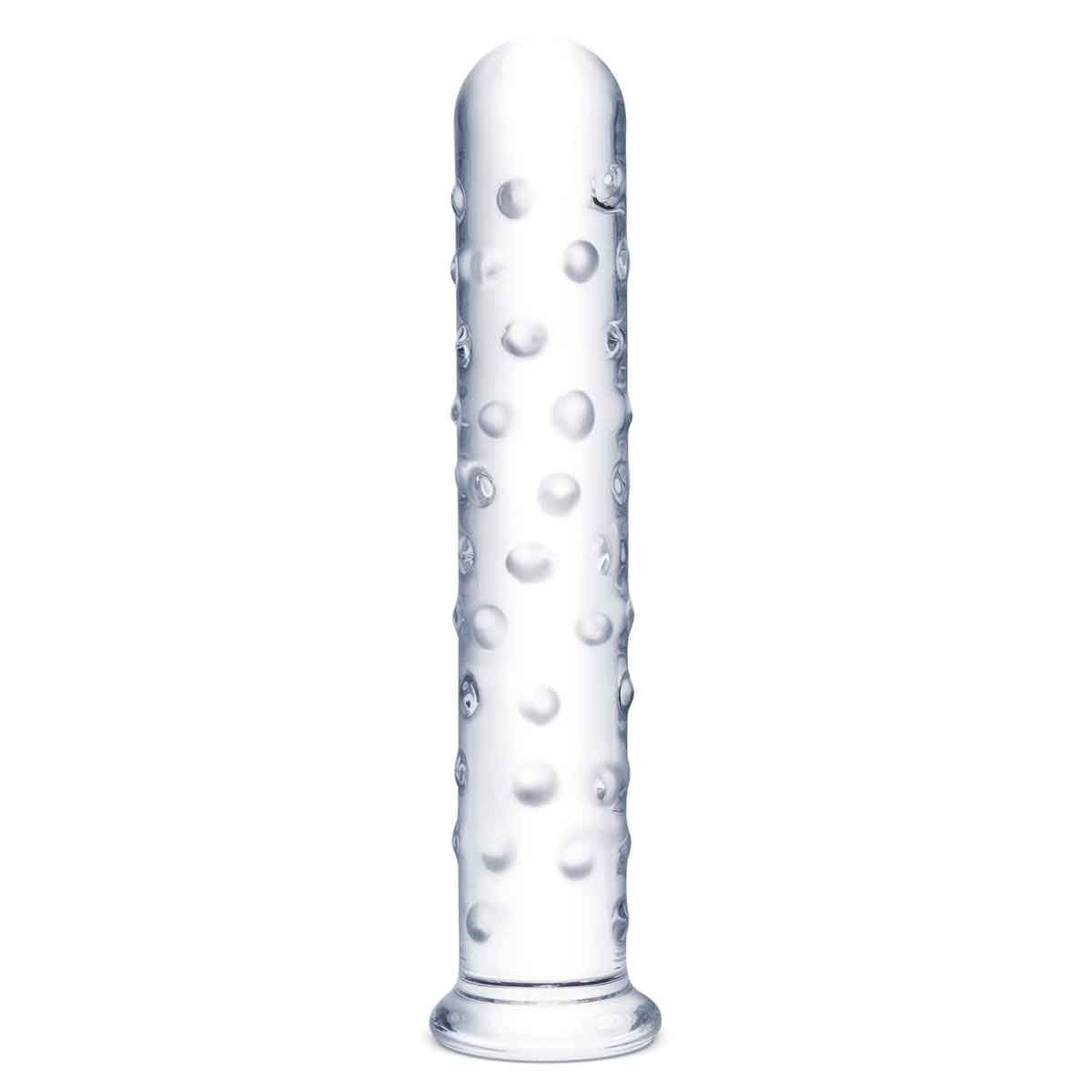 Прямой стеклянный фаллос с массажным рельефом 10" EXTRA LARGE GLASS DILDO