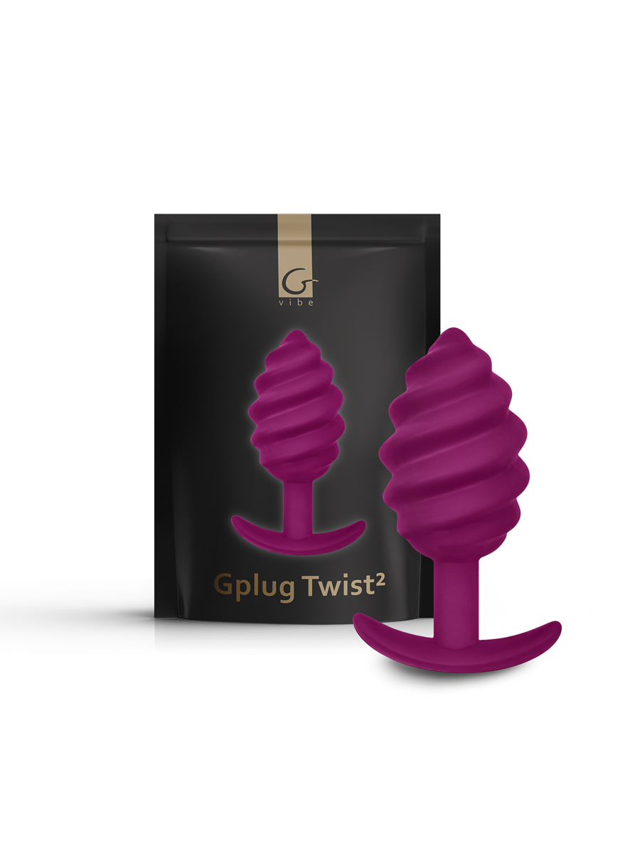 Gvibe Gplug Twist 2 Raspberry витая силиконовая анальная пробка для ношения, 10.5 см