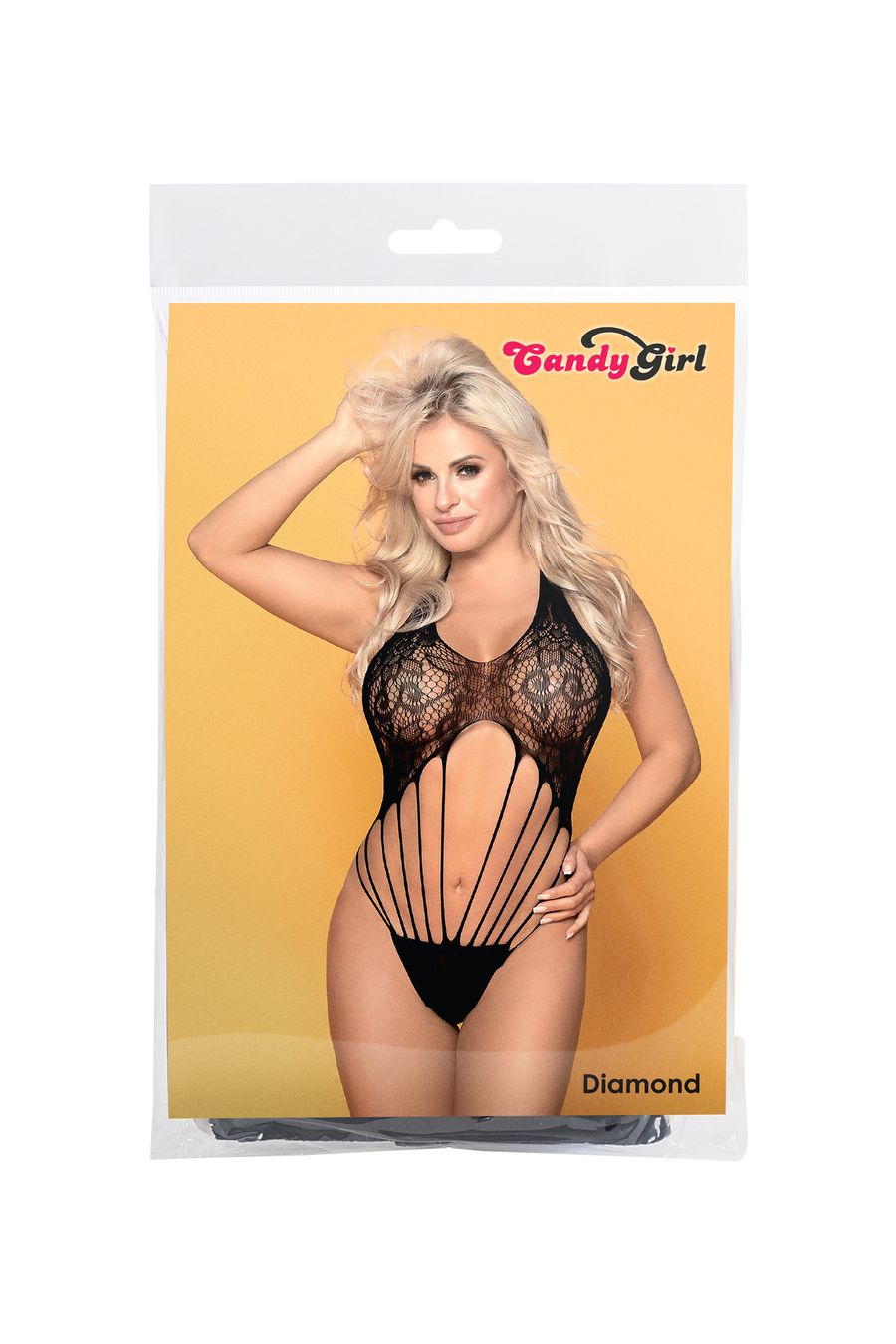 Боди Candy Girl Бриллиант (Diamond) бесшовное черное, ОС (OS)