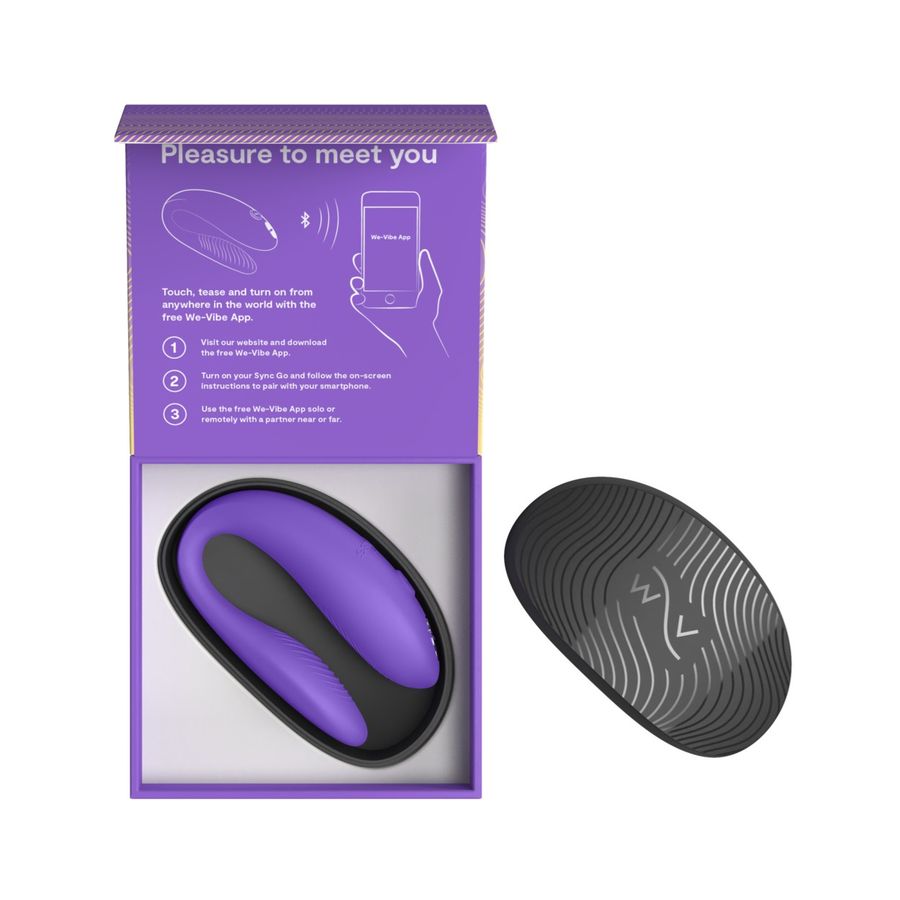 Вибратор для пар We-Vibe Sync Go, светло-фиолетовый, 7,5 см, Ø 3,1 см, кейс в подарок (арт. SNSY5SG4)