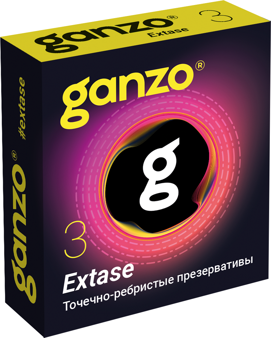 Презервативы Ganzo Экстаз (Extase), с точечно-ребристой поверхностью, 3 шт