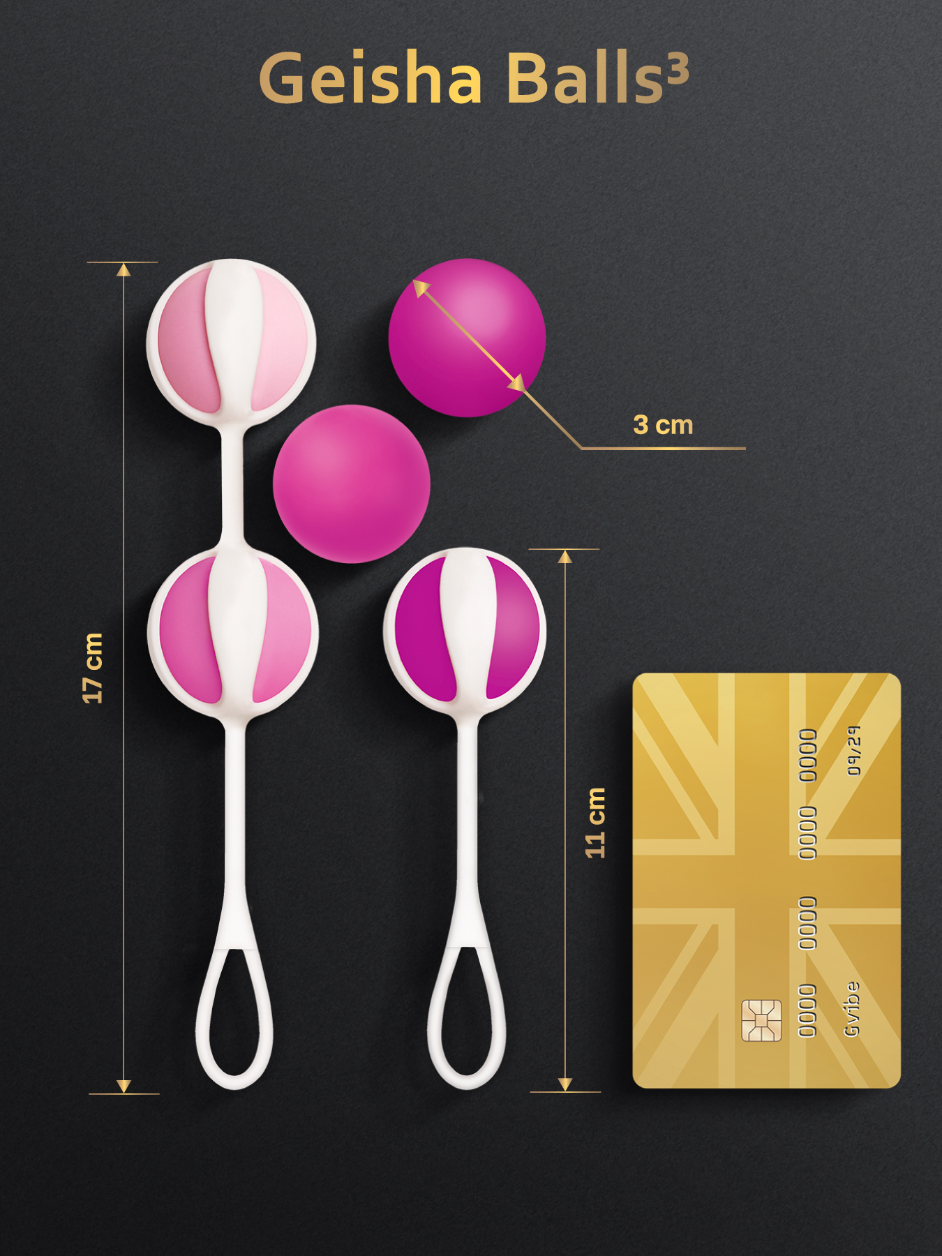 Gvibe Geisha Balls 3 - Шарики для тренировки интимных мышц, 17 см (розовый)