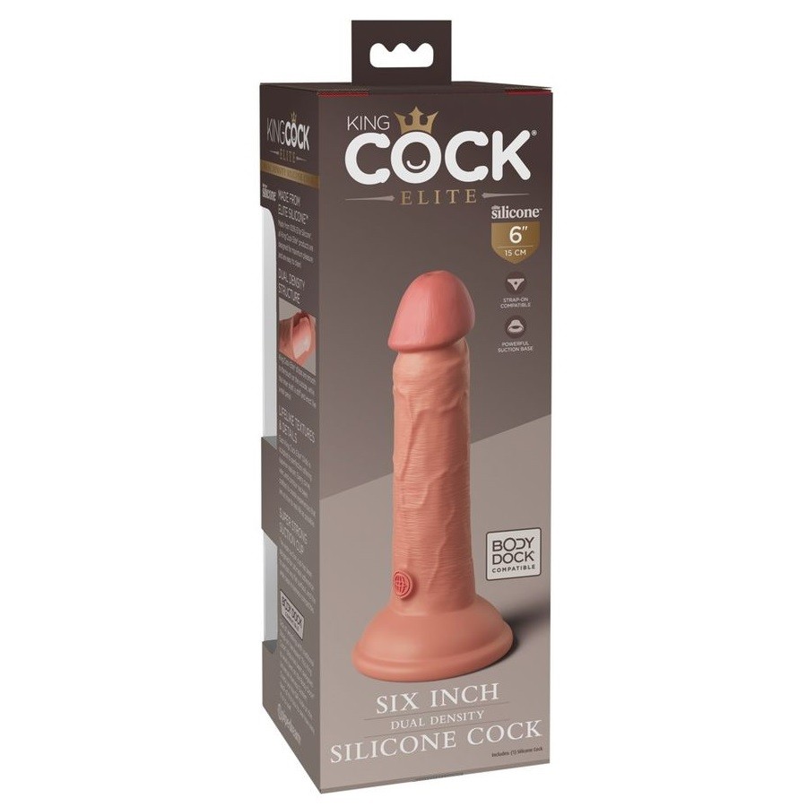 Фаллоимитатор King Cock Elite Dual Density реалистик, телесный, 15 см