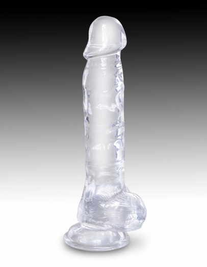 Прозрачный фаллоимитатор с мошонкой King Cock Clear 8