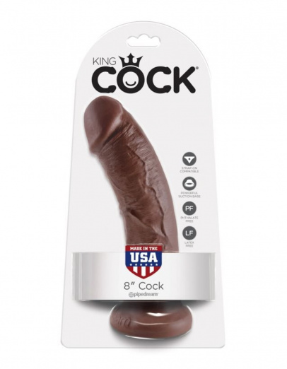 Фаллоимитатор на присоске коричневый King Cock 8 Cock Brown