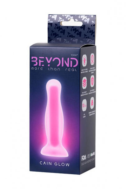 Анальная втулка светящаяся в темноте Beyond by Toyfa Cain Glow, силикон, прозрачный, 10 см, Ø3 см (арт. 873013)