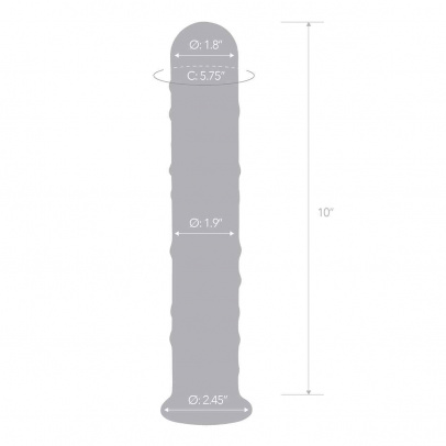 Прямой стеклянный фаллос с массажным рельефом 10" EXTRA LARGE GLASS DILDO