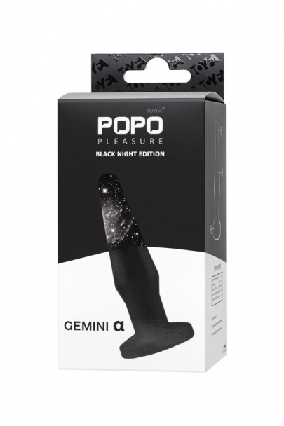 Анальная втулка Тойфа ПОПО Плеже Джемини α (Toyfa POPO Pleasure Gemini α), ТПЭ (TPE), черная, 12,1 см, Ø3,1 см (арт. 731411)