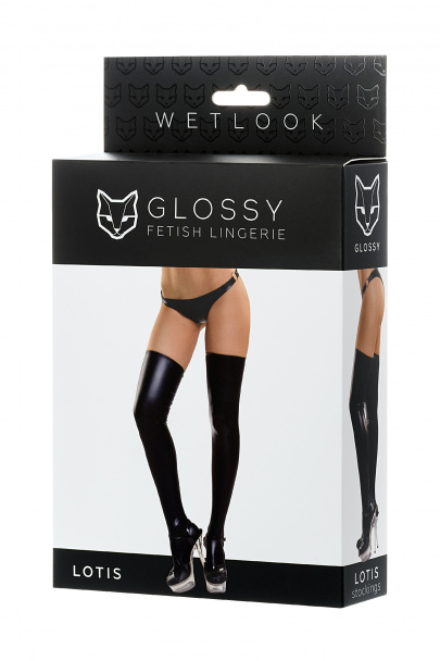 Чулки Glossy из материала Wetlook, черный, L