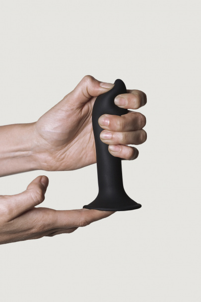 Небольшой дилдо на присоске с двойной плотностью Hitsens S05 Black ADRIEN LASTIC DILDO DUAL DENSITY