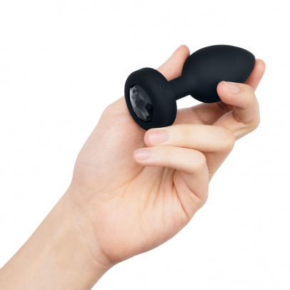 Вибрирующая втулка Vibrating Jewel Plug M/L черного цвета