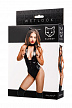 Боди Glossy Kitti с ушками на ободке из материала Wetlook, черное, XL