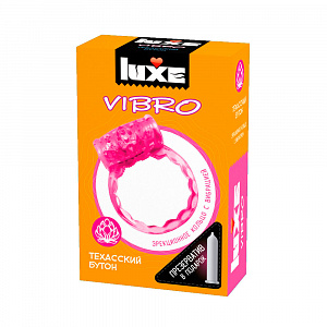 Виброкольцо Luxe Vibro + презерватив 1 шт, Ø 3,3 см (цвета в ассортименте)