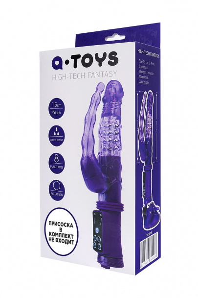 Анально-вагинальный вибратор A-Toys by TOYFA High-Tech fantasy, TPR, фиолетовый, 22 см