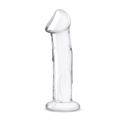 Фаллоимитатор 6 in с рельефом и крупной головкой Glass Dildo With Veins & Flat Base