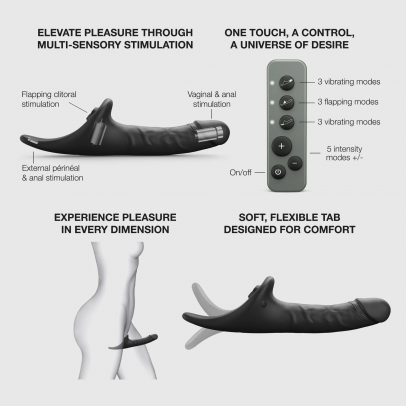 Фаллоимитатор Strap-on-me MULTI ORGASM REALISTIC DILDO с стимуляцией клитора и вибрацией L, черный