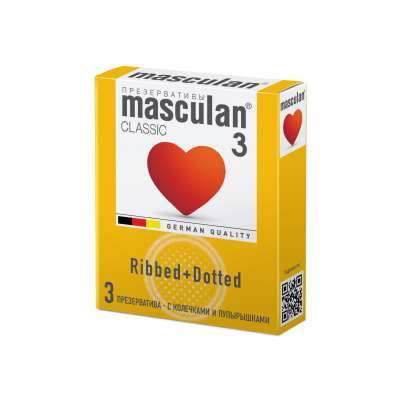 Презервативы Masculan Ribbed+Dotted с колечками и пупырышками, 3 шт.