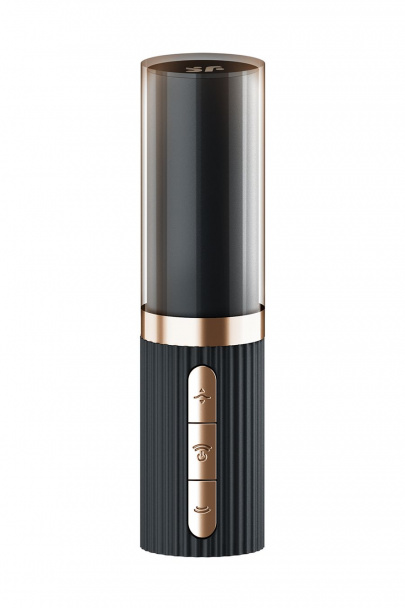 Мини-вибратор с 3D пульсацией в виде помады Satisfyer Deep Kiss с USB-C зарядкой, чёрный, 11,4 см (арт. 4083247)