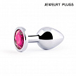 Silver plug medium (втулка анальная), l 82 мм, d 34 мм, вес 90г, цвет кристалла рубиновый, арт. sm-1