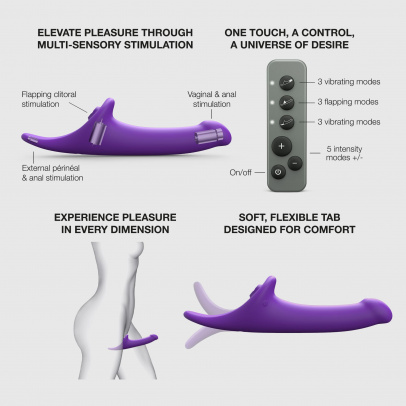 Фаллоимитатор Strap-on-me MULTI ORGASM DILDO c стимуляцией клитора и вибрацией L, фиолетовый
