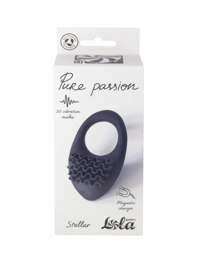Перезаряжаемое эрекционное виброкольцо Pure Passion Stellar Black, Ø3 см (арт. 1501-01lola)
