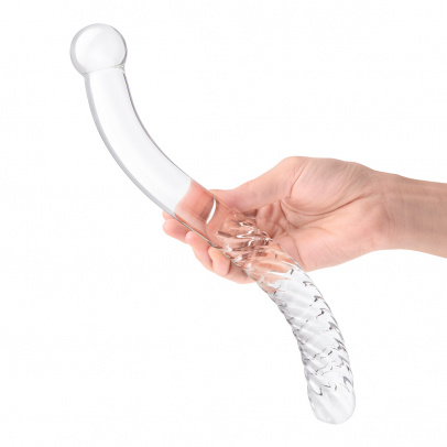 Изящный фаллоимитатор с рельефом 11 in Glass Pelvic Wand Double Ended