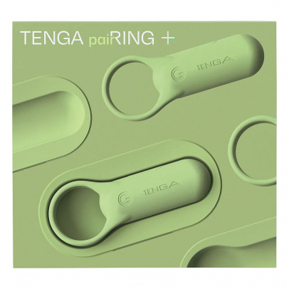 Эрекционное кольцо Tenga paiRING+ с усиленной вибрацией, лайм