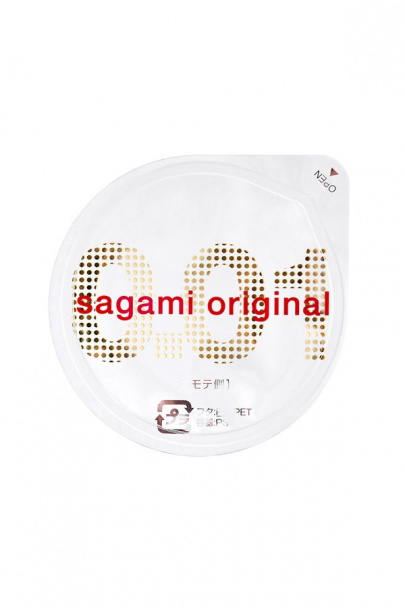 Презервативы Sagami, original 0.01, полиуретан, 17 см, 5,5 см, 1 шт (арт. 143246)