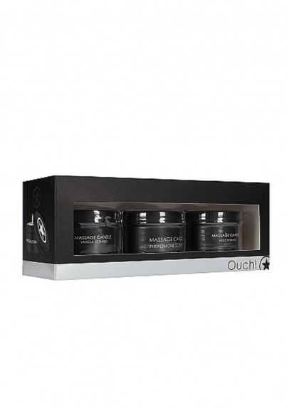 Набор массажных свечей с ароматои розы, ванили и феромонов  Massage Candle Set