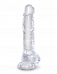 Прозрачный фаллоимитатор с мошонкой King Cock Clear 8