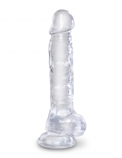 Прозрачный фаллоимитатор с мошонкой King Cock Clear 8