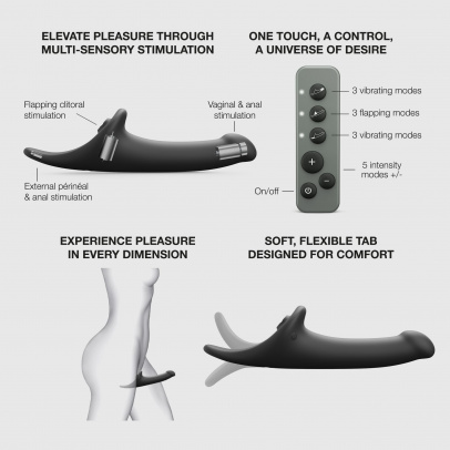 Фаллоимитатор Strap-on-me MULTI ORGASM DILDO c стимуляцией клитора и вибрацией M, черный