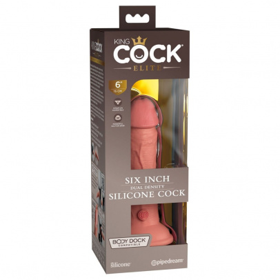 Фаллоимитатор King Cock Elite Dual Density реалистик, телесный, 15 см