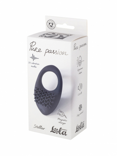 Перезаряжаемое эрекционное виброкольцо Pure Passion Stellar Black, Ø3 см (арт. 1501-01lola)