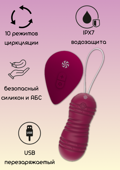 Виброшарики с циркуляцией на пульте управления Take it Easy Ray Wine Red