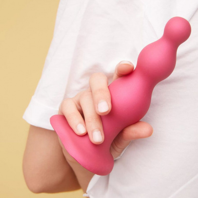 Фаллоимитатор Strap-On-Me Dildo Plug Beads Framboise металлик M, 15 см