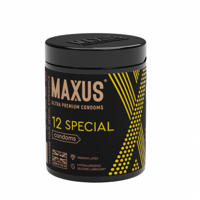 Презервативы MAXUS Special №12 с железным кейсом, точечно-ребристые X-Edition, 12 шт