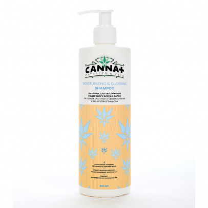 Разглаживающий шампунь для блеска CANNA+ Moisturizing & Glossing Shampoo 400 мл
