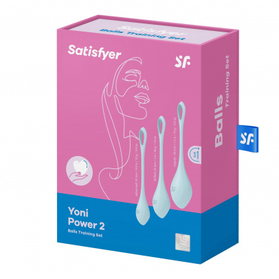 Набор одинарных вагинальных шариков Satisfyer Yoni Power 2, голубой