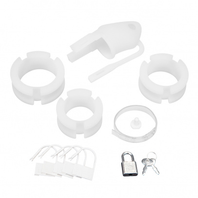 Клетка для пениса белая Silicone Small 2 in Cock Cage With Ball Divider