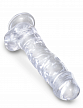 Прозрачный фаллоимитатор с мошонкой King Cock Clear 8