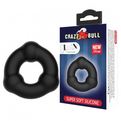 Эрекционное кольцо из мягкого силикона с 3-мя шариками Baile CrazyBull Super Soft Slilicon