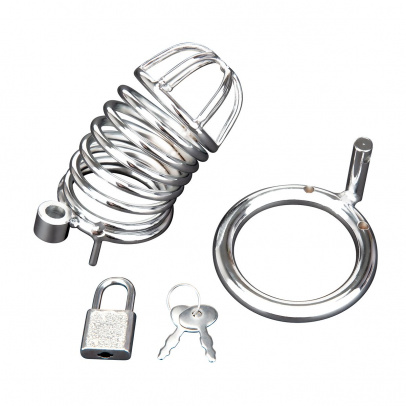 Металлическая клетка с замком для сексуальных пыток члена Deluxe Chastity Cage
